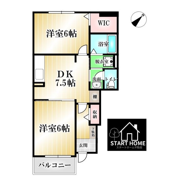 徳島県美馬市脇町字拝原(アパート)の賃貸物件の間取り