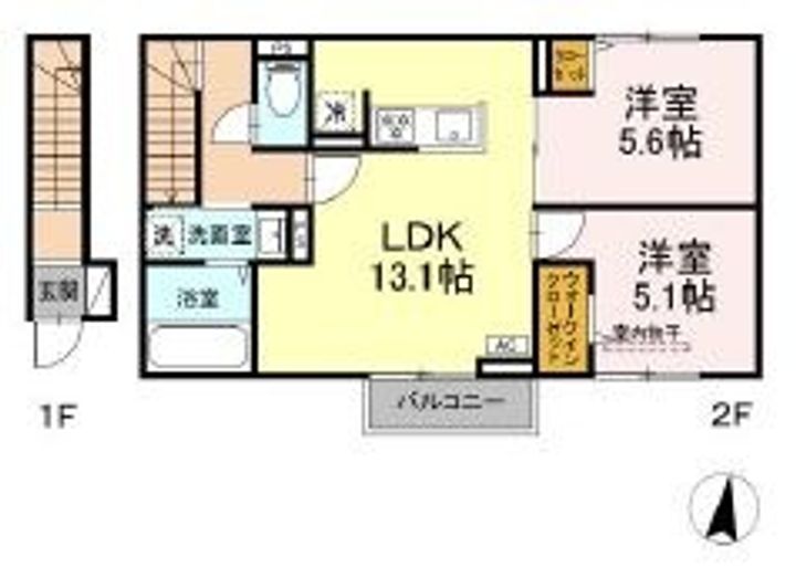 岡山県倉敷市石見町の賃貸アパートの間取り