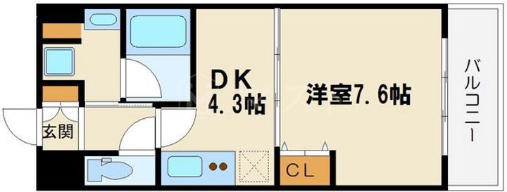 大阪府大阪市北区曾根崎新地2(マンション)の賃貸物件の間取り