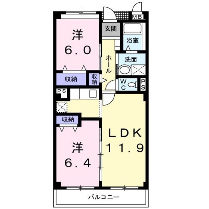茨城県筑西市小川(マンション)の賃貸物件の間取り