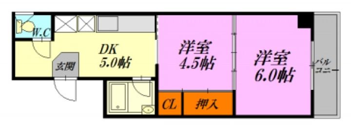 広島県広島市中区国泰寺町1(マンション)の賃貸物件の間取り
