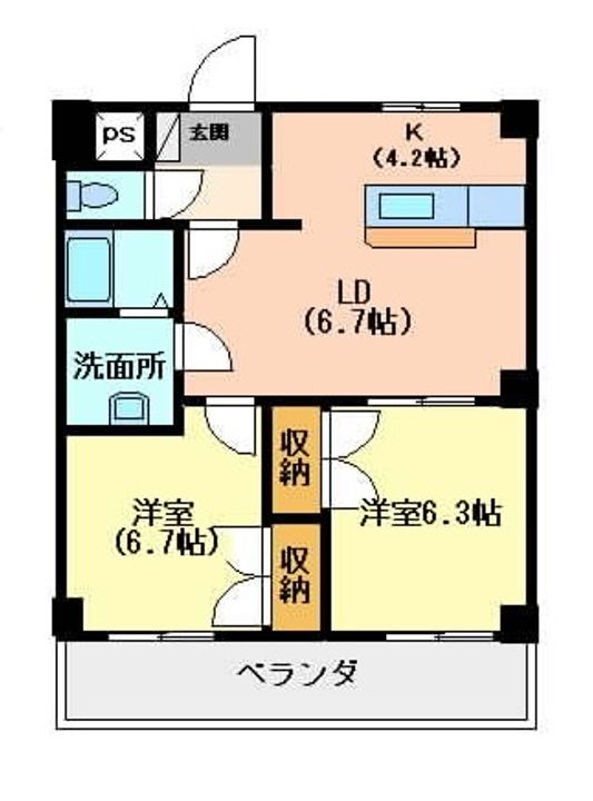 徳島県阿南市羽ノ浦町中庄市(アパート)の賃貸物件の間取り
