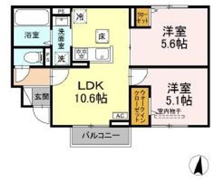 岡山県倉敷市石見町の賃貸アパートの間取り