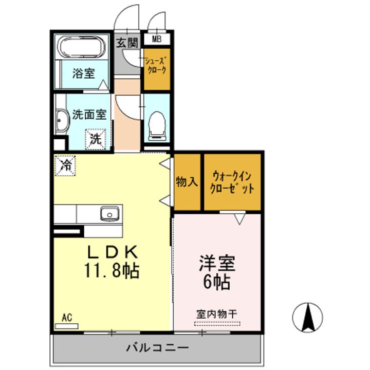 愛知県尾張旭市北原山町平池浦(アパート)の賃貸物件の間取り