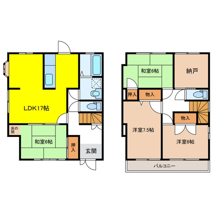 岐阜県羽島市堀津町東山(一戸建)の賃貸物件の間取り