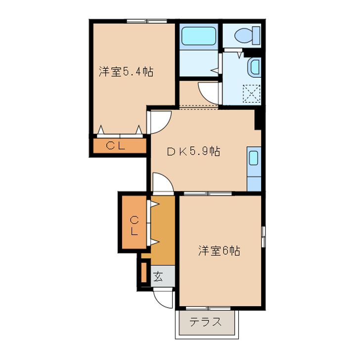 山口県岩国市由宇町港1(アパート)の賃貸物件の間取り