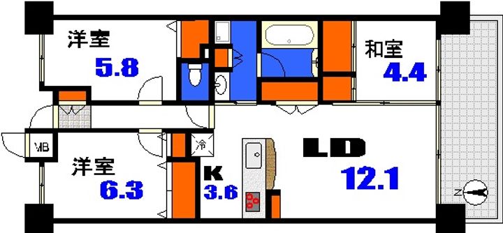 広島県広島市南区宇品御幸1(マンション)の賃貸物件の間取り
