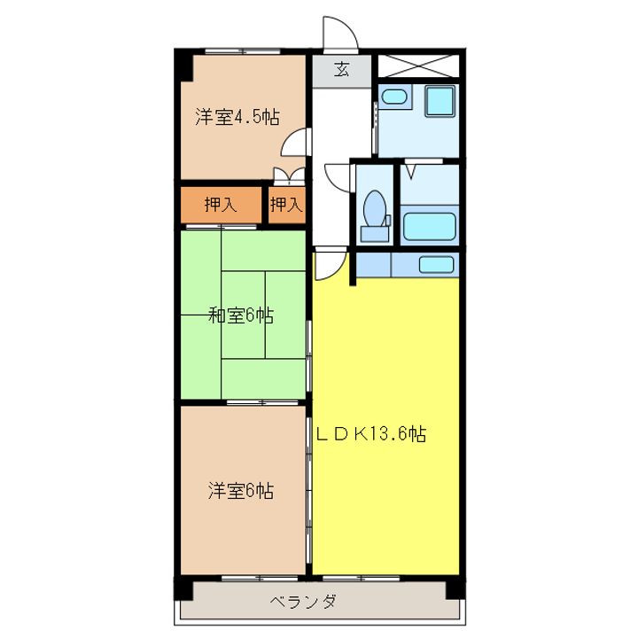 岐阜県各務原市蘇原申子町1(マンション)の賃貸物件の間取り