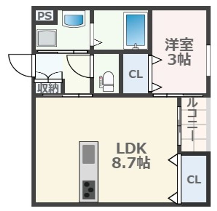 熊本県熊本市中央区出水3(アパート)の賃貸物件の間取り