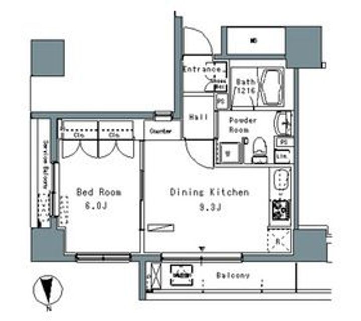 東京都台東区台東3の賃貸マンションの間取り