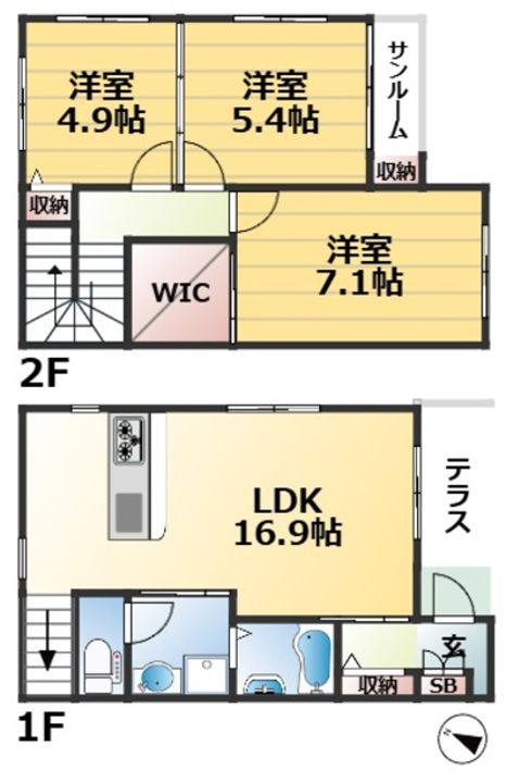 兵庫県神戸市中央区中山手通7(一戸建)の賃貸物件の間取り