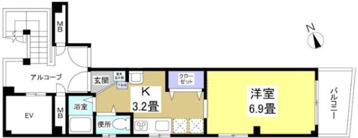 静岡県浜松市中央区北田町(マンション)の賃貸物件の間取り