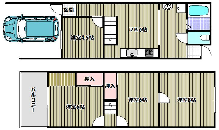大阪府堺市東区北野田(一戸建)の賃貸物件の間取り