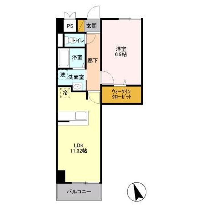 栃木県宇都宮市台新田町(マンション)の賃貸物件の間取り