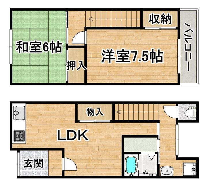大阪府堺市堺区南安井町3(一戸建)の賃貸物件の間取り