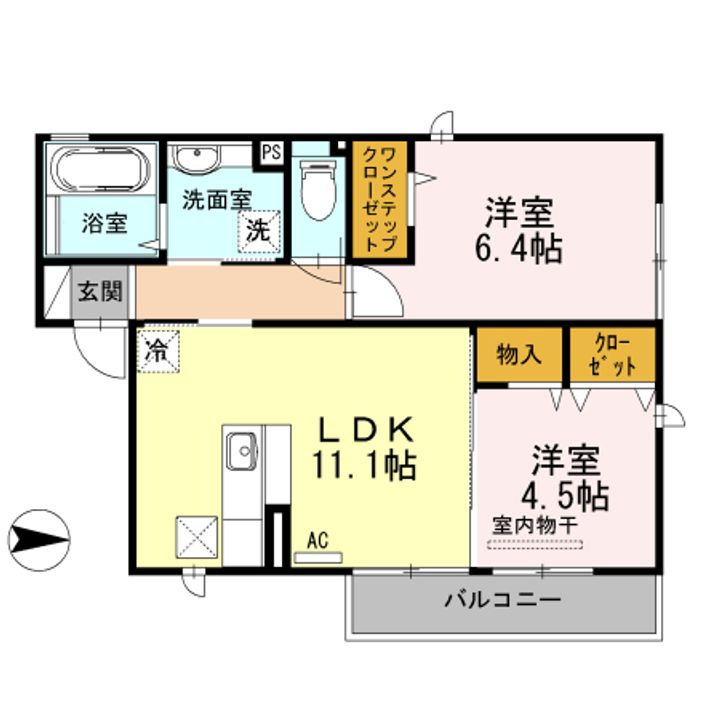 大阪府東大阪市喜里川町の賃貸アパートの間取り