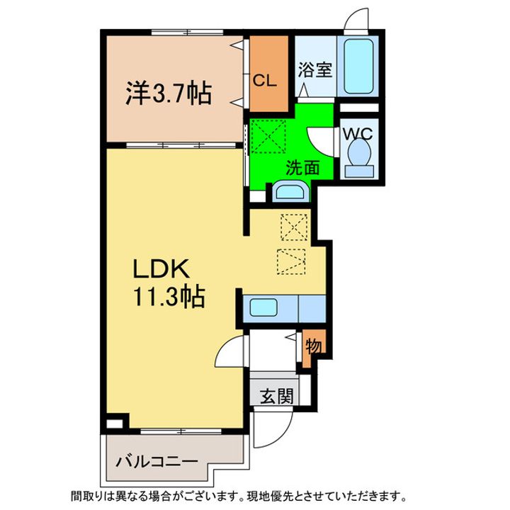 徳島県阿南市見能林町東野(アパート)の賃貸物件の間取り