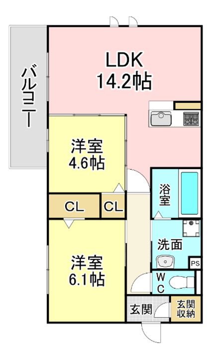 福岡県北九州市小倉南区城野4(アパート)の賃貸物件の間取り