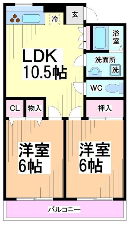 神奈川県川崎市多摩区登戸(マンション)の賃貸物件の間取り