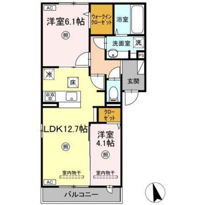 広島県広島市東区戸坂くるめ木1の賃貸アパートの間取り