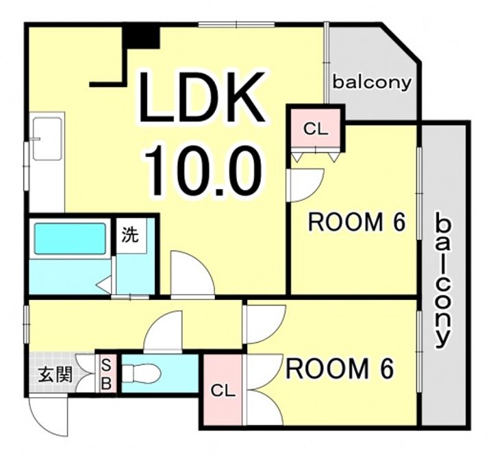 広島県広島市中区堺町2(マンション)の賃貸物件の間取り