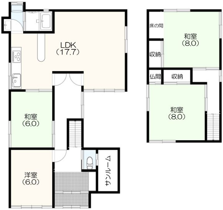 石川県野々市市稲荷2(一戸建)の賃貸物件の間取り