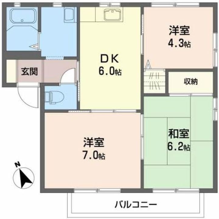 福島県福島市笹木野字北寺畑(アパート)の賃貸物件の間取り