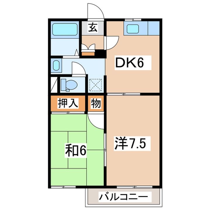 福島県郡山市大槻町字六角(アパート)の賃貸物件の間取り