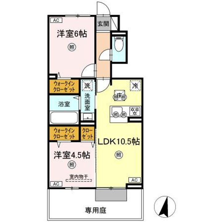 岡山県岡山市北区横井上(アパート)の賃貸物件の間取り