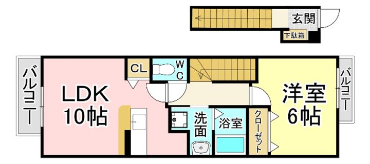 福岡県北九州市小倉南区横代北町2(アパート)の賃貸物件の間取り