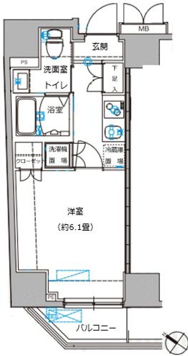 東京都品川区北品川1(マンション)の賃貸物件の間取り