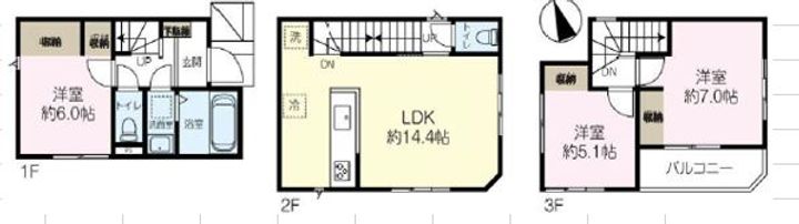 埼玉県越谷市谷中町2(一戸建)の賃貸物件の間取り