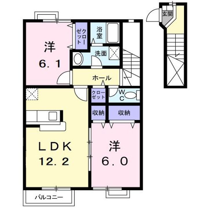 栃木県宇都宮市簗瀬町(アパート)の賃貸物件の間取り