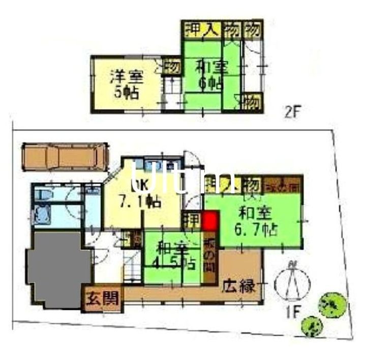 京都府京都市山科区北花山西ノ野町(一戸建)の賃貸物件の間取り