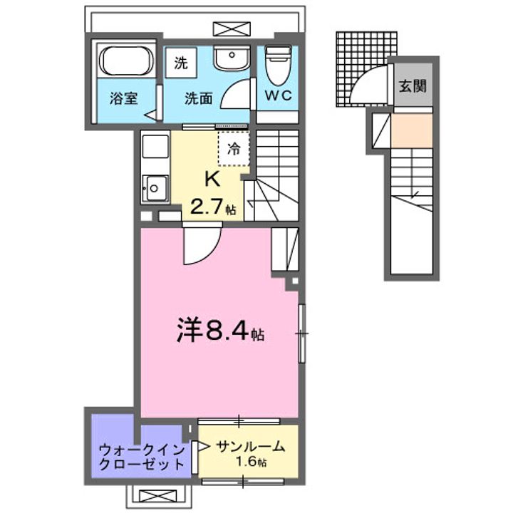 徳島県徳島市伊月町3(アパート)の賃貸物件の間取り