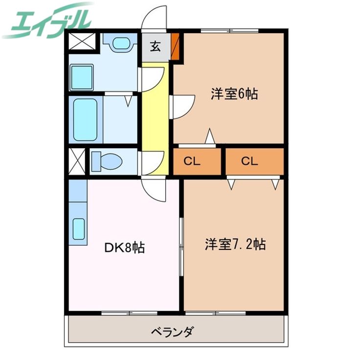 フラット立石B棟(伊賀市別府)の間取り