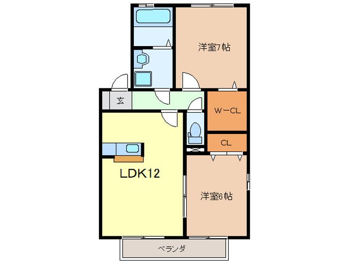 岐阜県岐阜市中西郷1(アパート)の賃貸物件の間取り
