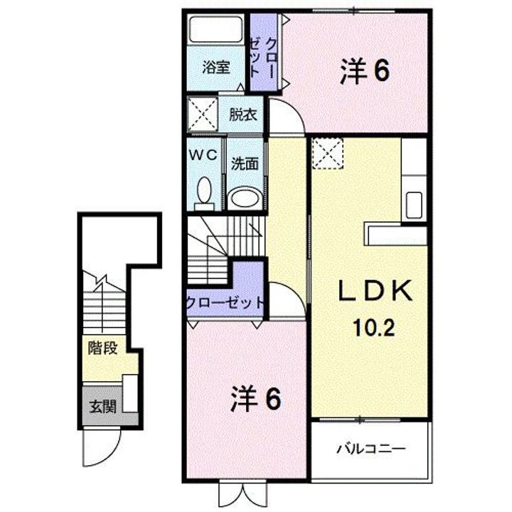 福島県福島市飯坂町字夜蚊坂(アパート)の賃貸物件の間取り