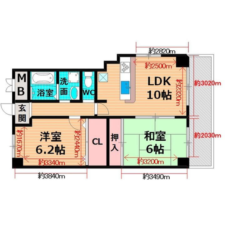 大阪府大阪市城東区成育2(マンション)の賃貸物件の間取り