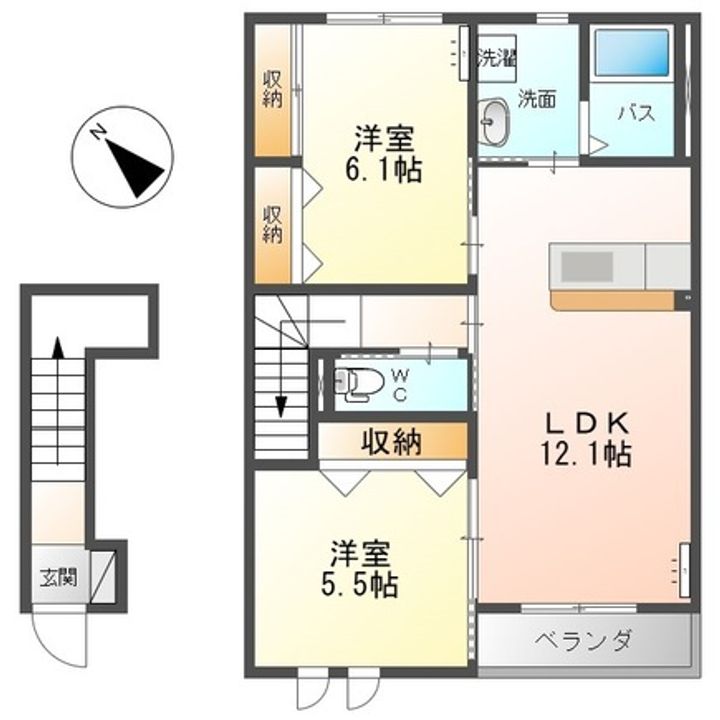 茨城県ひたちなか市西光地3(アパート)の賃貸物件の間取り
