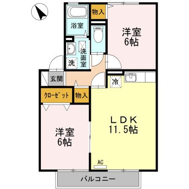 ローズコート美里 A棟の間取り