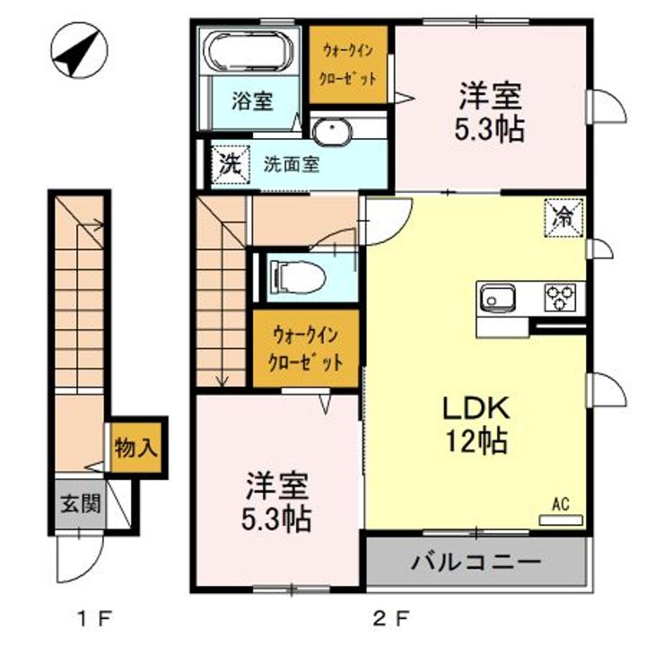 埼玉県吉川市美南3(アパート)の賃貸物件の間取り