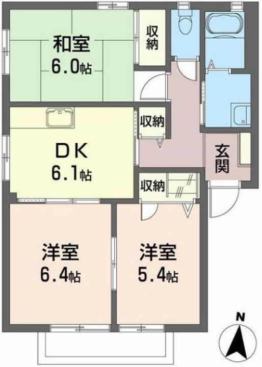 徳島県徳島市津田町3(アパート)の賃貸物件の間取り