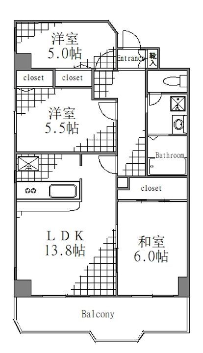 東京都江東区冬木(マンション)の賃貸物件の間取り