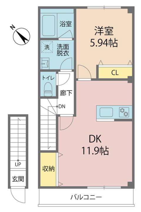 徳島県阿南市羽ノ浦町古庄大坪原(アパート)の賃貸物件の間取り