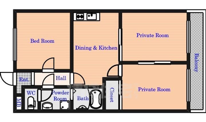 奈良県生駒市辻町(マンション)の賃貸物件の間取り