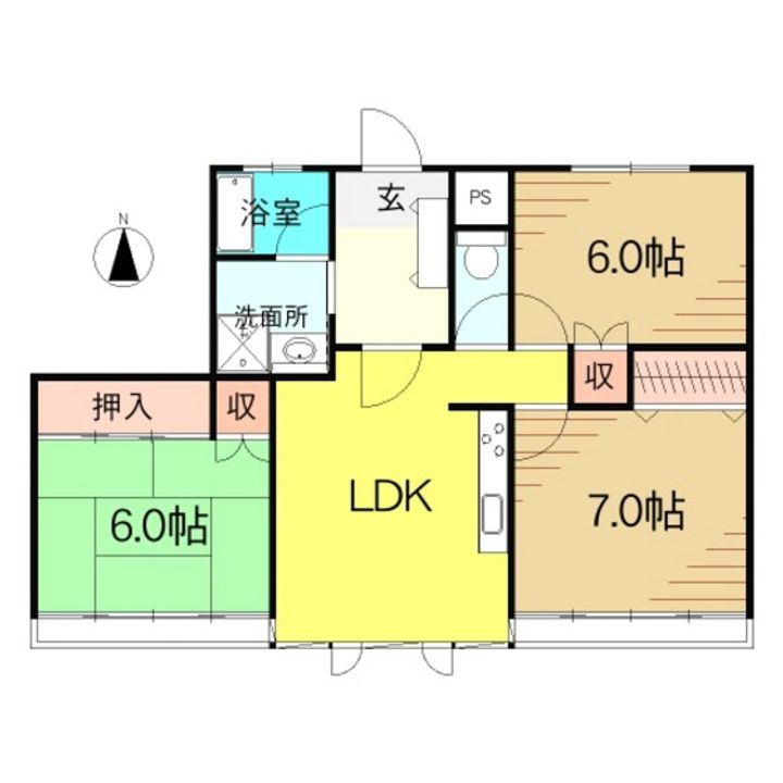 福島県郡山市菜根3(マンション)の賃貸物件の間取り