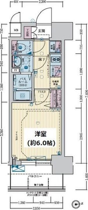 大阪府大阪市大正区三軒家東5(マンション)の賃貸物件の間取り