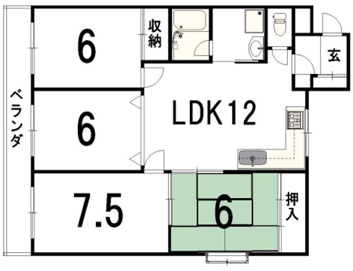 京都府京都市上京区梅屋町(マンション)の賃貸物件の間取り