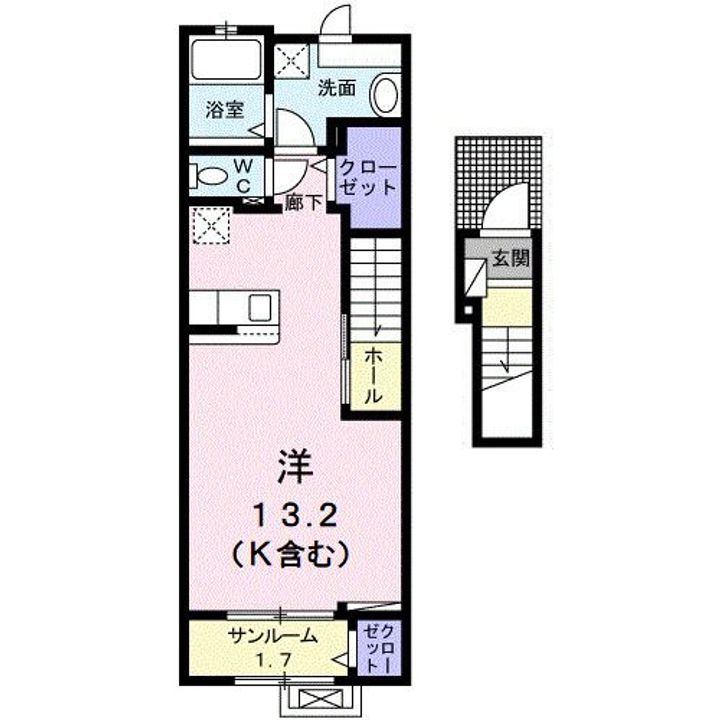 広島県広島市安佐南区西原8(アパート)の賃貸物件の間取り